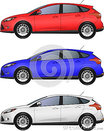 Side view of blue car Vector Illustration