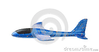 Side view of blue foam glider plane Stock Photo