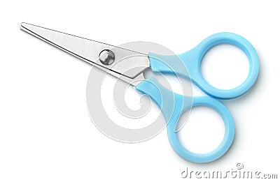 Side view of blue small scissors Stock Photo