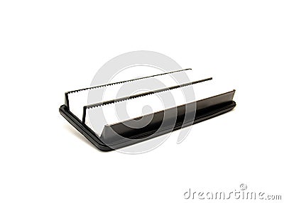 Side view brand-new car panel air filter made of multi-fiber paper cotton isolated on white background with clipping path, copy Stock Photo