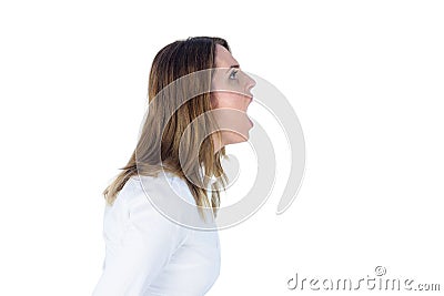 Side view of a businesswoman yelling Stock Photo