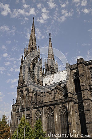 Side View of the Cathedral of Clermont-Ferrand Stock Photo