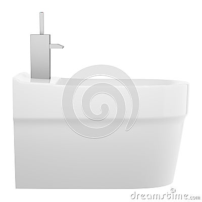 Side view of ceramic bidet isolated on white Stock Photo