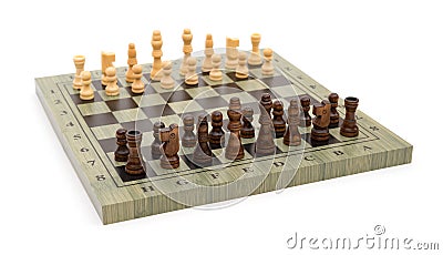 Side view chess board with chess pieces Stock Photo