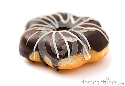 Side view chocolate flavor donut on white Stock Photo