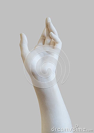 Marble statue white hand reaching out Stock Photo