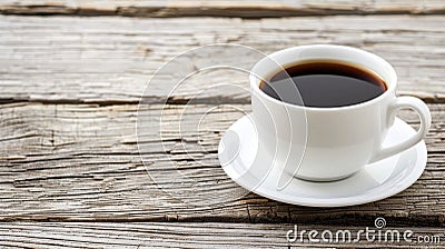 Side view of coffee cup on table with abundant space for creative text placement Stock Photo