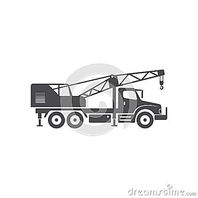 Side view of crane truck icon Vector Illustration