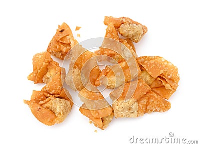 Side view crispy wontons on white background Stock Photo