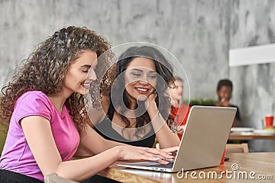 Side view of freelancers working online in cafe Stock Photo