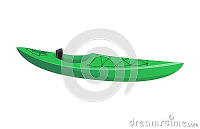 Side view green kayak isolated icon Vector Illustration