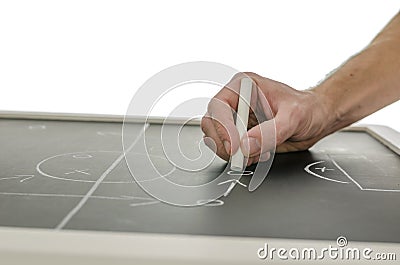 Hand writing a soccer game strategy Stock Photo