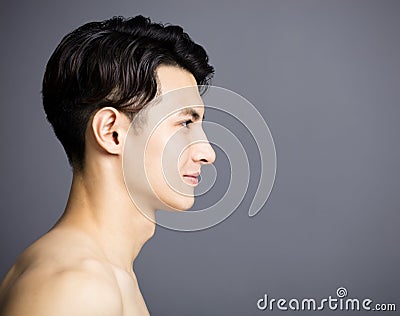 Side view of Handsome young men face Stock Photo