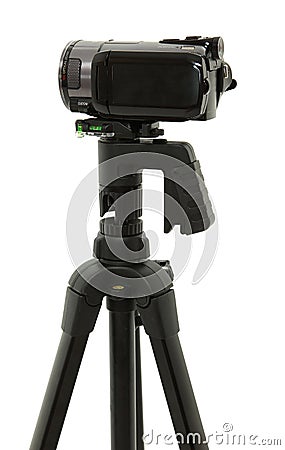 Side View Of HD Camcorder On Tripod Stock Photo