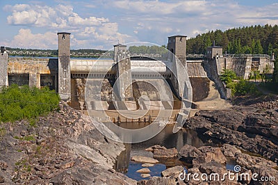 Side view of hydroelectric power station Imatrankoski in Imatra, Finland Stock Photo