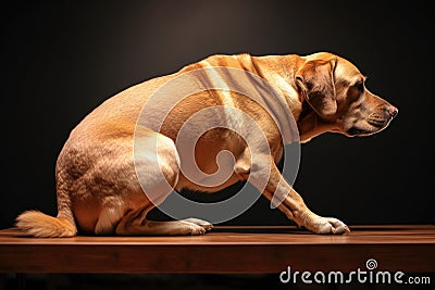 side view of limping dog with visible pain in the joint Stock Photo