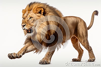 Side View of Lion Running in Scientific Graphy AI Generated Cartoon Illustration