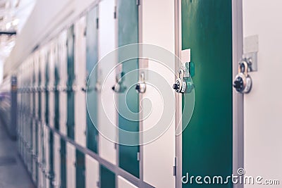 Side view of a locker hall in a university Stock Photo