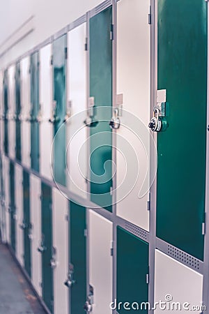 Side view of a locker hall in a university Stock Photo