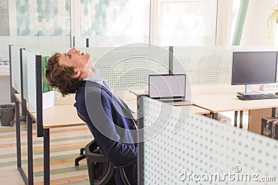 Man masturbating at work Stock Photo