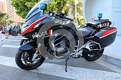 Side View Monaco Police Motorcycles Editorial Stock Photo