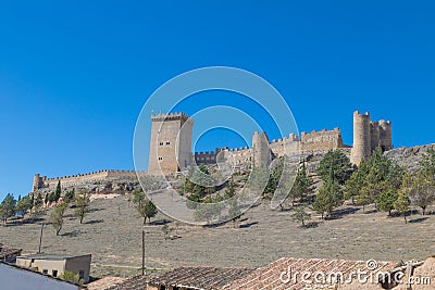 Side view of castle of Penaranda de Duero Stock Photo