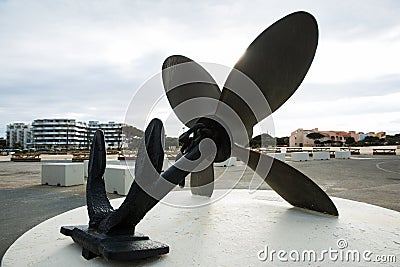 Side View of one of the Lydia Cruise Ship Anchors in Le BarcarÃ¨s France Stock Photo