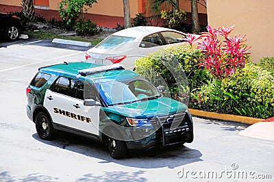 Side view of police car, Sheriff in Florida Stock Photo
