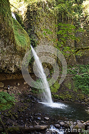 Side view of Ponytail Falls in the Columbia River Gorge waterfall area of Oregon Stock Photo