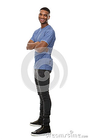 Side view portrait of a cheerful african american man Stock Photo