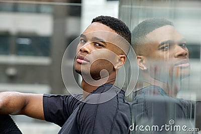 Side view portrait of a cool black guy Stock Photo