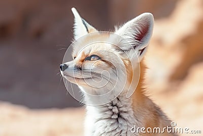 Side view portrait of Fennec fox Generative AI Stock Photo