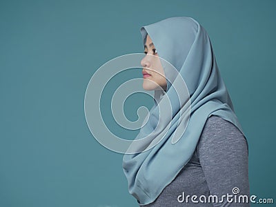 Side View Profile of a Muslim Woman Stock Photo