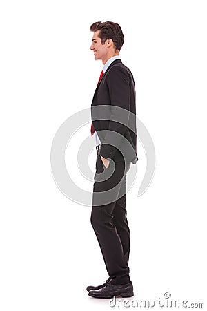 Side view profile of a well dressed business man Stock Photo