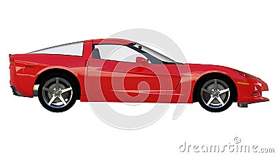 Side view of a red american sportscar Stock Photo