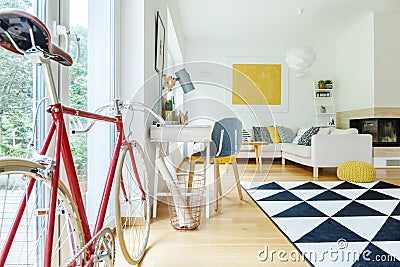 Side view of red bicycle Stock Photo