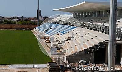 Side view on the remodelation of the Balearic soccer stadium in Mallorca Editorial Stock Photo