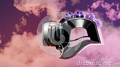Side view Robot head on colored mist background. From the concept of designing an artistic robot head in the future world. Stock Photo