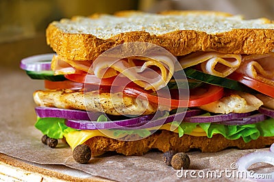 Side view. Sandwich. Light key. Stock Photo