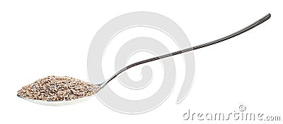 Side view of spoon with rye bran isolated Stock Photo