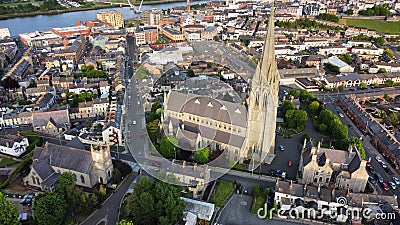 Side view of St Eugene& x27;s Cathedral Derry Spire Stock Photo