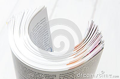 side view of a stack of magazines Stock Photo