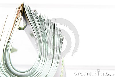 side view of a stack of magazines Stock Photo