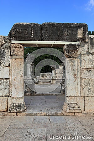 Side view of the Synagogue in Capernaum Stock Photo