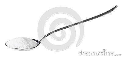 side view of tablespoon with grained Rock Salt Stock Photo