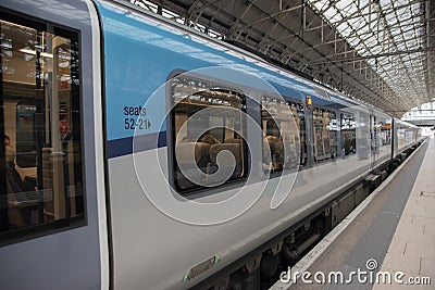 Side View Train At The Piccadilly Train Station At Manchester England 8-12-2019 Editorial Stock Photo