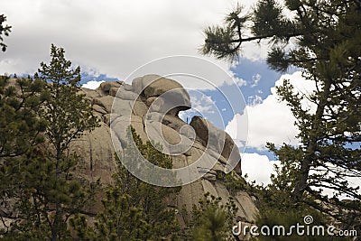 Side View of Vedauwoo Rock Formation Stock Photo