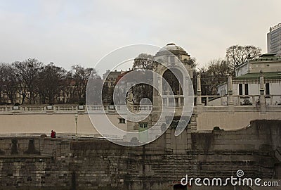 Side view of Vienna Stadtpark promenade Editorial Stock Photo