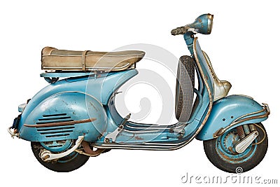 Vintage blue Italian scooter from the fifties Stock Photo