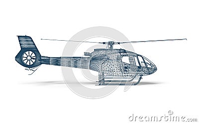 Side view Wire frame Helicopter Stock Photo